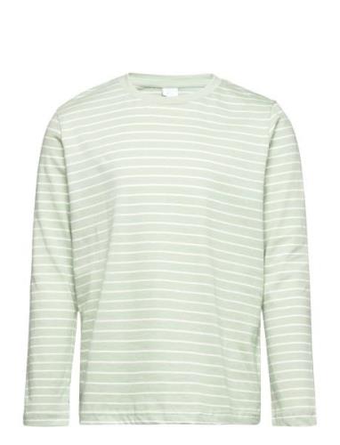 Top L S Basic Stripe Tops T-shirts Long-sleeved T-shirts Green Lindex