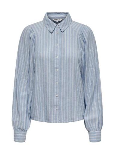 Onlcaro L/S Linen Bl Puff Shirt Cc Pnt Tops Shirts Long-sleeved Blue O...