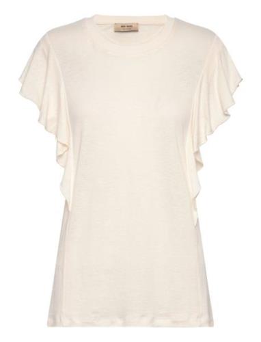 Mmchio Flounce Tee Tops T-shirts & Tops Short-sleeved White MOS MOSH