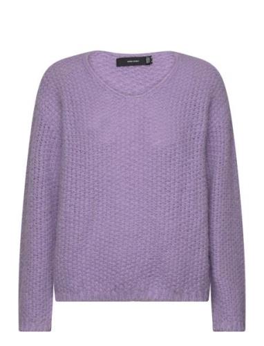 Vmerin Structure Ls V-Nk Pullover Ga Boo Tops Knitwear Jumpers Purple ...