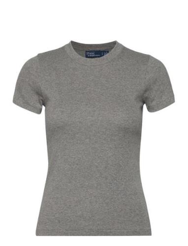 Ribbed Cotton Tee Tops T-shirts & Tops Short-sleeved Grey Polo Ralph L...
