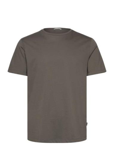 Mercerized Cotton Tee S/S Tops T-shirts Short-sleeved Brown Lindbergh ...