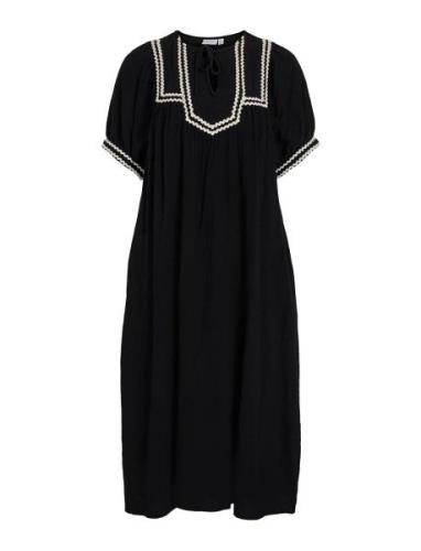 Vimanda S/S Midi Dress Knelang Kjole Black Vila