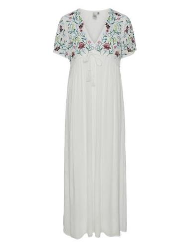 Yaschella Ss Maxi Dress S. - Fest Maxikjole Festkjole White YAS