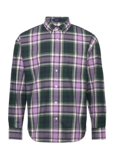 D2. Os Twill Check Bd Tops Shirts Casual Purple GANT