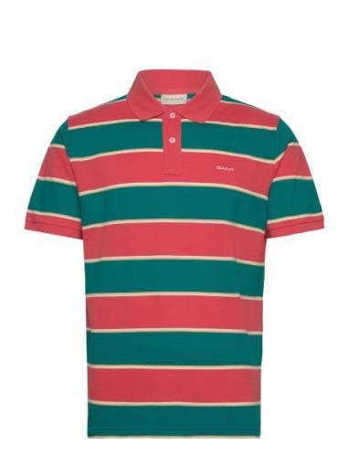 Stripe Pique Ss Polo Tops Polos Short-sleeved Red GANT