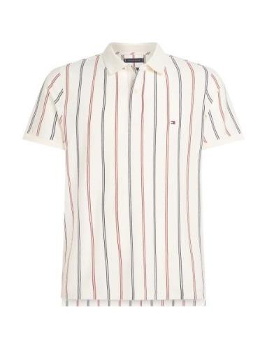 Vertical Stripe Reg Polo Tops Polos Short-sleeved White Tommy Hilfiger