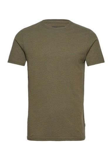 Sdrock Ss Tops T-shirts Short-sleeved Khaki Green Solid