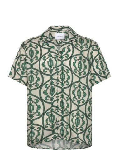 Ornament Aop Tencel Ss Shirt Tops Shirts Short-sleeved Green Les Deux