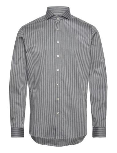 1927: Shirt L/S Tops Shirts Business Grey Lindbergh Black