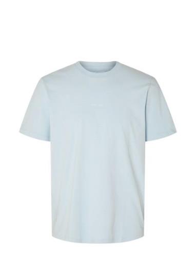 Slhaspen Print Ss O-Neck Tee Noos Tops T-shirts Short-sleeved Blue Sel...