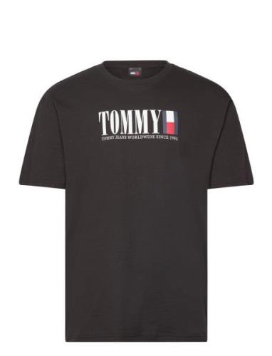 Tjm Reg Tommy Dna Flag Tee Ext Tops T-shirts Short-sleeved Black Tommy...