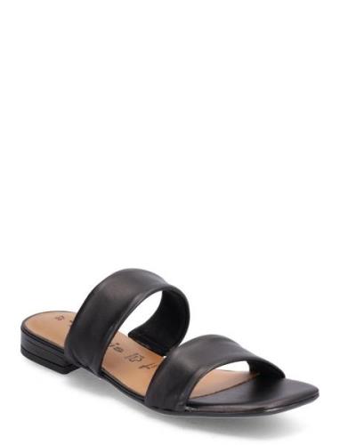 Women Slides Flate Sandaler Black Tamaris