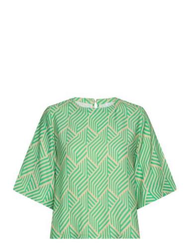 Top In Graphic Print Tops T-shirts & Tops Short-sleeved Green Coster C...