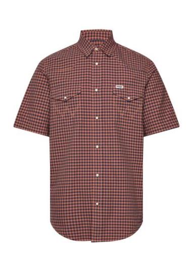 Ss Western Shirt Tops Shirts Short-sleeved Orange Wrangler