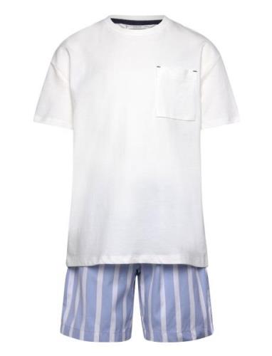 Striped Cotton Short Pyjamas Pyjamas Sett Blue Mango