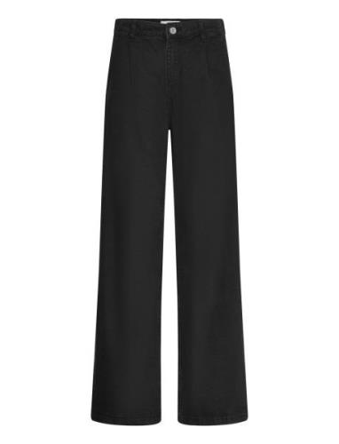 Straight Pleated Jeans Bottoms Jeans Straight-regular Black Mango