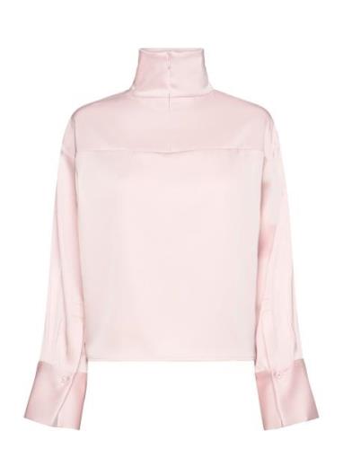 2Nd Francisca - Heavy Satin Tops Blouses Long-sleeved Pink 2NDDAY
