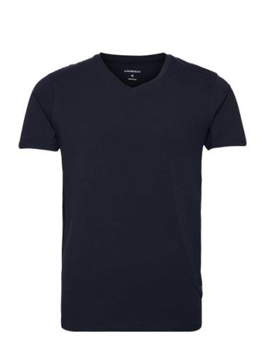 Mens Stretch V-Neck Tee S/S Tops T-shirts Short-sleeved Blue Lindbergh