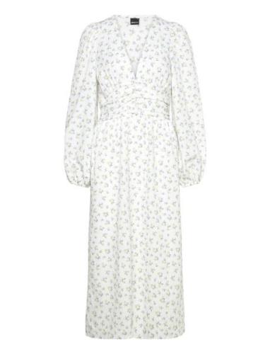 Structure Midi Boho Dress Knelang Kjole White Gina Tricot