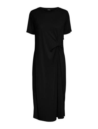 Pcanora Ss O-Neck Midi Knot Dress Bc Knelang Kjole Black Pieces