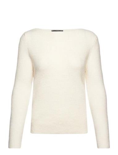 Boat-Neck Knitted Sweater Tops Knitwear Jumpers Cream Mango