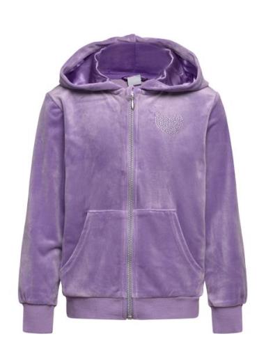 Hoodjacket Velour Tops Sweat-shirts & Hoodies Hoodies Purple Lindex