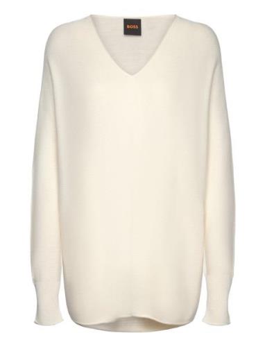 C_Fer Ssa Tops Knitwear Jumpers Cream BOSS