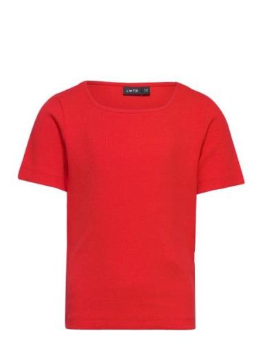 Nlfdida Ss Square Neck Top Tops T-shirts Short-sleeved Red LMTD