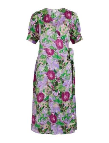 Vinaria S/S Wrap Midi Dress/Dc/Su Knelang Kjole Green Vila