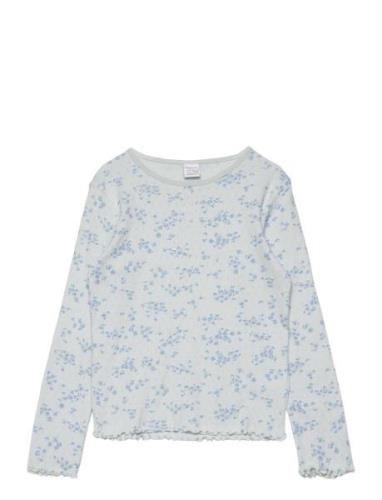 Top L S Pointelle Aop Tops T-shirts Long-sleeved T-shirts Blue Lindex