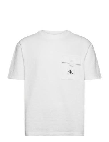 Texture Pocket Ss Tee Tops T-shirts Short-sleeved White Calvin Klein J...