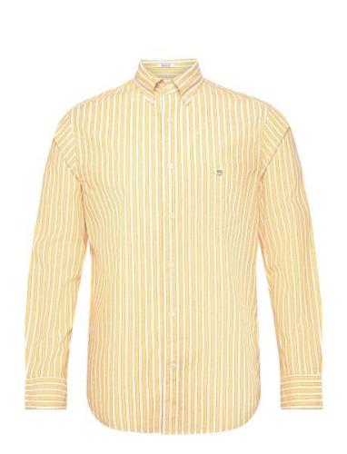 Reg Cotton Linen Stripe Shirt Tops Shirts Casual Yellow GANT