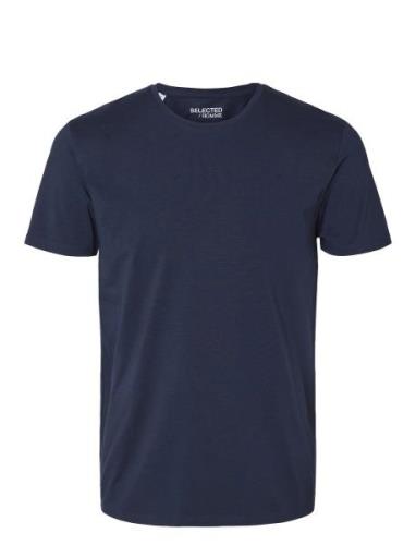Slhnewpima Ss O-Neck Tee Noos Tops T-shirts Short-sleeved Navy Selecte...