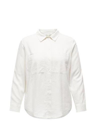 Carcaro L/S Ovs Linen Shirt Tlr Tops Shirts Long-sleeved White ONLY Ca...
