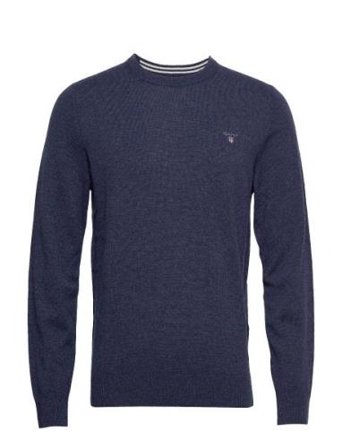 Superfine Lambswool Crew Tops T-shirts Long-sleeved Blue GANT