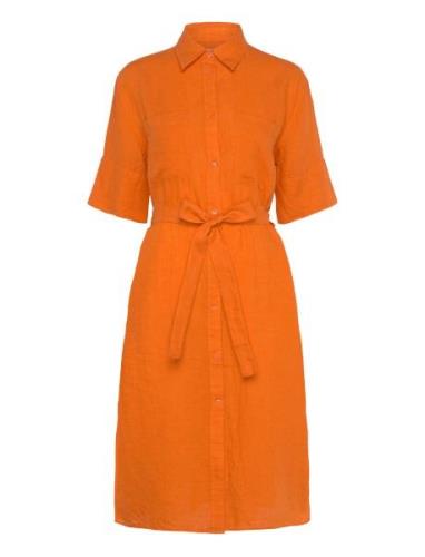 Rel Linen Ss Shirt Dress Knelang Kjole Orange GANT