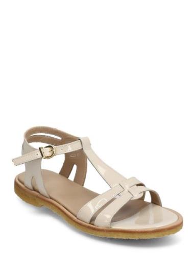 Sandals - Flat Flate Sandaler Beige ANGULUS