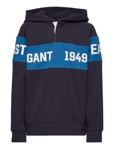 D1. Gant Chest Stripe Hr Tops Sweat-shirts & Hoodies Hoodies Blue GANT