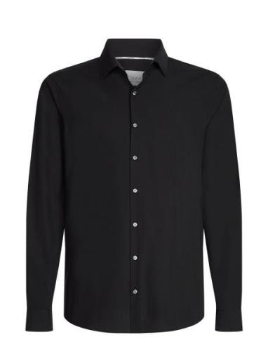 Poplin Stretch Slim Shirt Tops Shirts Business Black Calvin Klein