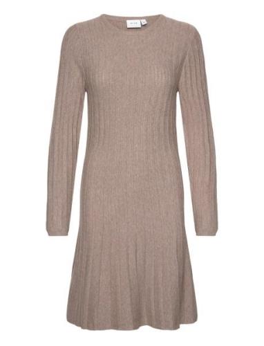 Visachin New L/S Skater Knit Dress/Su Dresses Knitted Dresses Brown Vi...