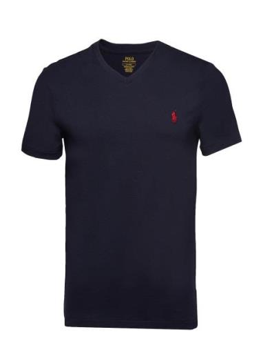 Custom Slim Fit Jersey V-Neck T-Shirt Tops T-shirts Short-sleeved Navy...