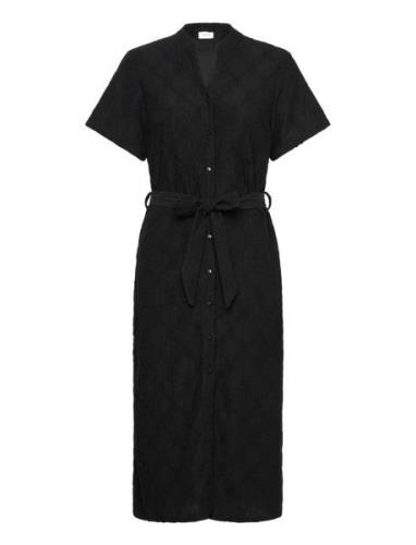 Videlea V-Neck S/S Midi Dress/R/Vol Knelang Kjole Black Vila