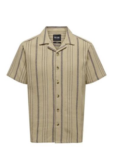 Onstrev Life Reg Ss Struc Stripe Shirt Tops Shirts Short-sleeved Khaki...