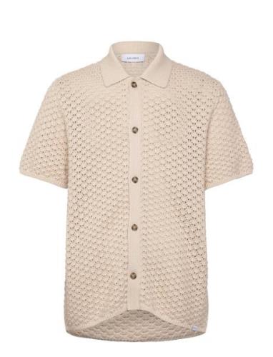 Gideon Knit Shirt Tops Shirts Short-sleeved Cream Les Deux
