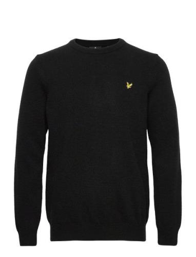 Crew Neck Lambswool Blend Jumper Tops Knitwear Round Necks Black Lyle ...