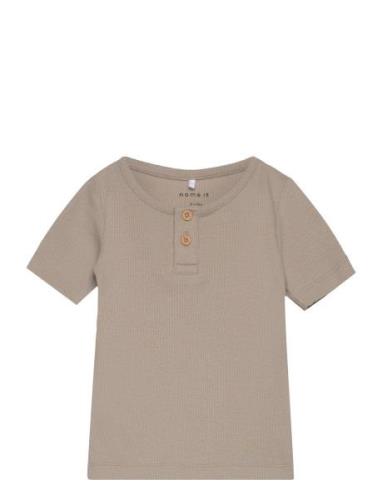 Nmmkab Ss Top Noos Tops T-shirts Short-sleeved Beige Name It