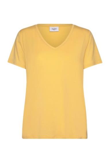 Adeliasz V-N T-Shirt Tops T-shirts & Tops Short-sleeved Yellow Saint T...