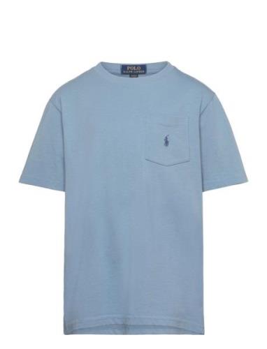 Cotton Jersey Pocket Tee Tops T-shirts Short-sleeved Blue Ralph Lauren...