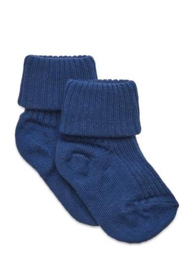 Cotton Rib Baby Socks Sokker Strømper Blue Mp Denmark
